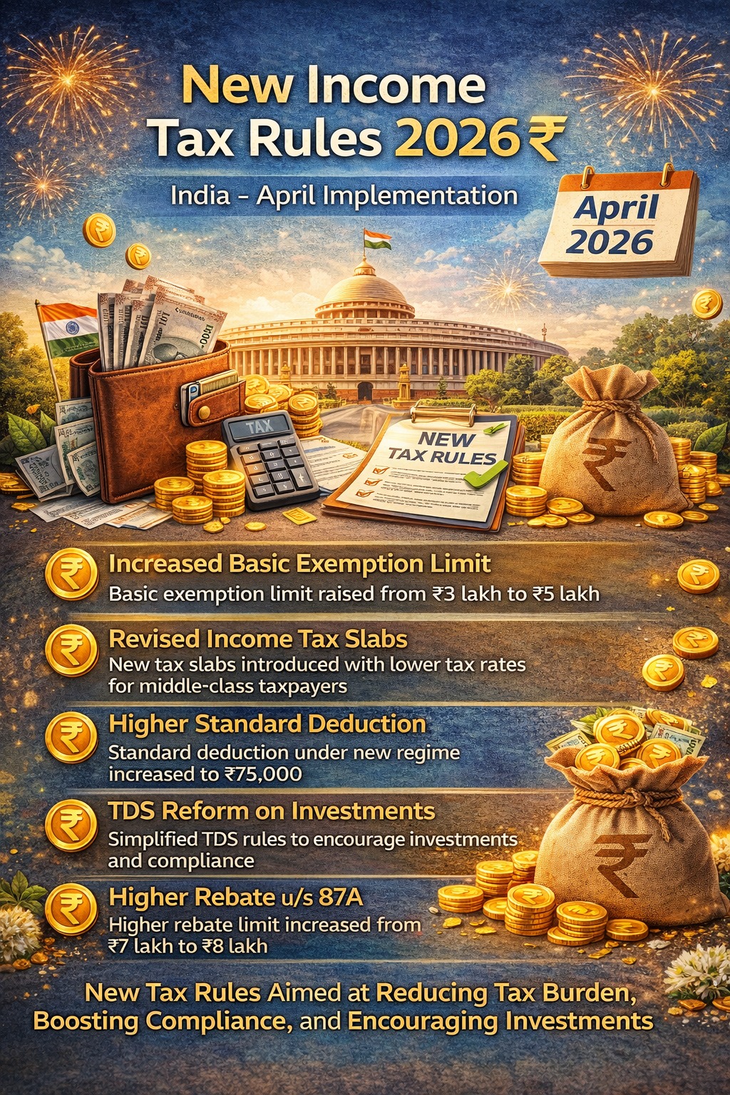 New income tax rules 2026 India April implementation infographic